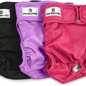 Pet Parents Washable Dog Diapers (3pack) + Extenders Princess Size Small